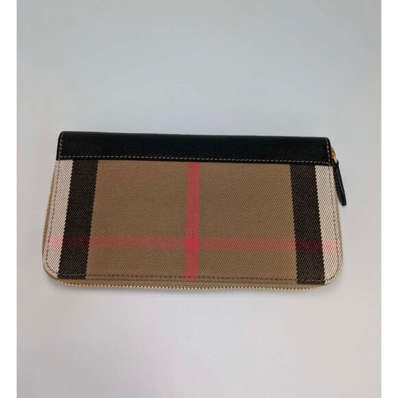 Burberry Check Zip Around Leather Wallet Black 8084029 - Picture 2 of 10